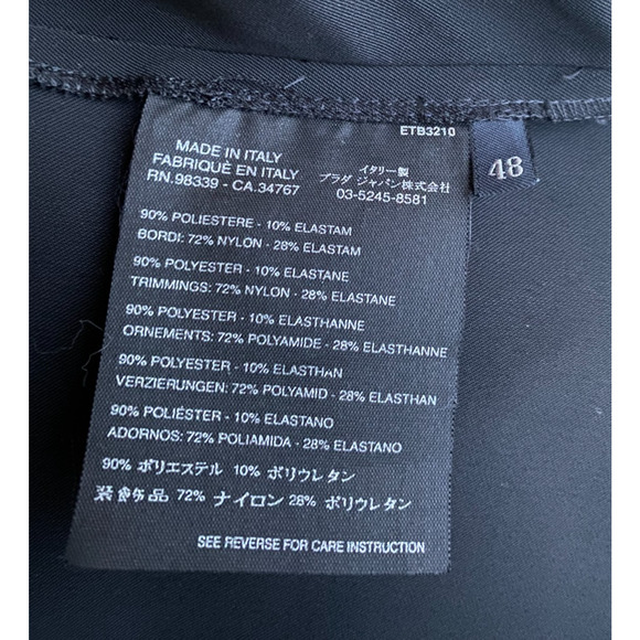 Prada Shift Dress Black with Green Trim Knee Length Women’s Italian 48 US 12 - Picture 10 of 10